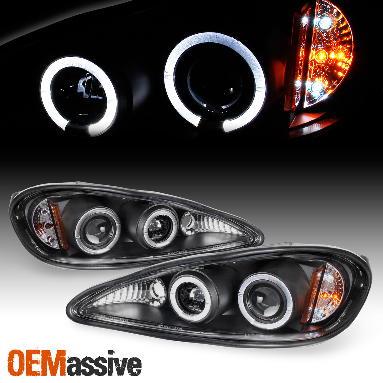 fits black 99 05 pontiac grand am halo projector led headlights lamps left right oemassive fits black 99 05 pontiac grand am halo projector led headlights lamps left right