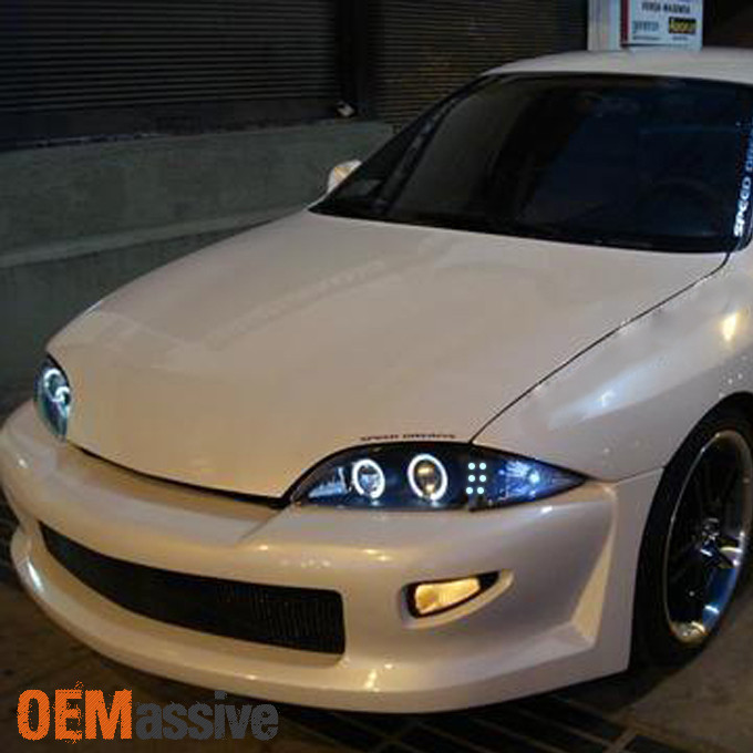 Fits 95 99 Chevy Cavalier Black Dual Halo Projector Led Headlights Left Right Oemassive