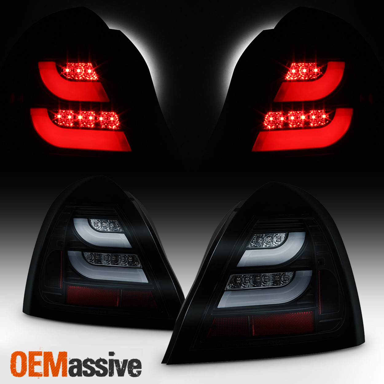 Fits 2004 2008 Pontiac Grand Prix Black Smoked Led Tube Tail Lights Oemassive