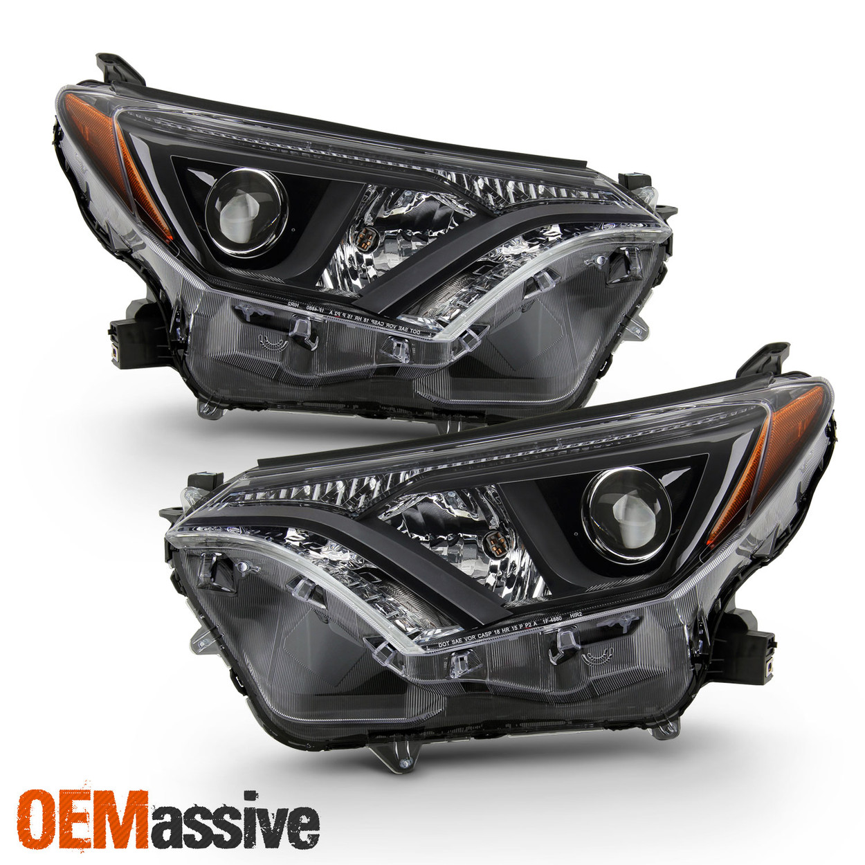 For 16 18 Toyota Rav4 Halogen Projector Headlights W Black Bezel Left Right Oemassive