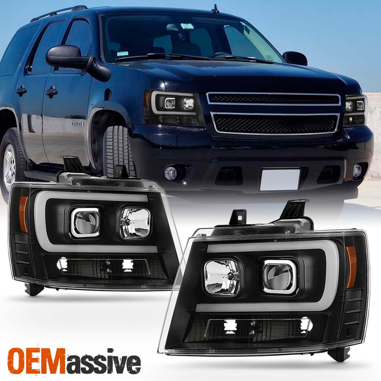 Pair of Tinted Housing Clear Corner Headlight Assembly Lamps Replacement for Chevy Tahoe Suburban Avalanche 07-14 Pair of Tinted Housing Clear Corner Headlight Assembly Lamps Replacement for Chevy Tahoe Suburban Avalanche 07-14