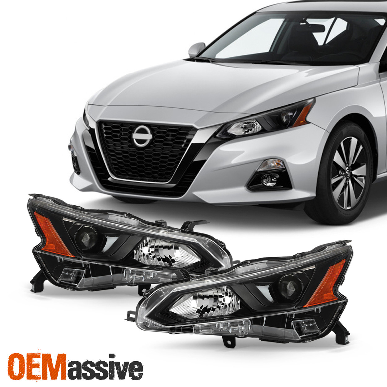 headlight assembly for 2007 2008 2009 nissan altima black factory style replacement headlights pair