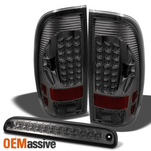 Fit 99-07 F250/350/450/550 Superduty Smoked Styleside LED Tail Lights +3Rd Brake