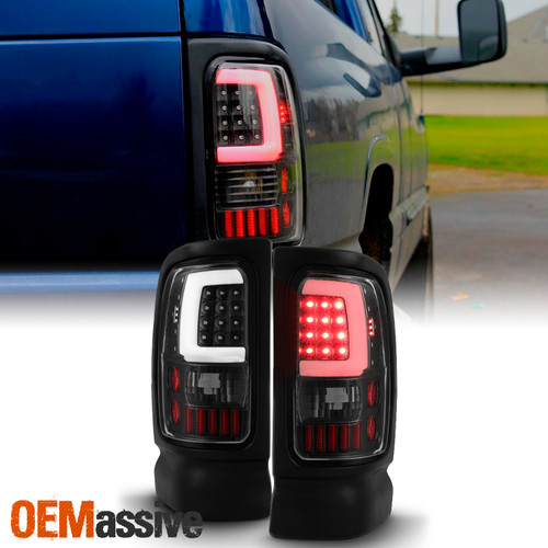 Fit 1994-2001 Dodge Ram 1500 2500 3500 Black LED Tube Tail Lights Replacement