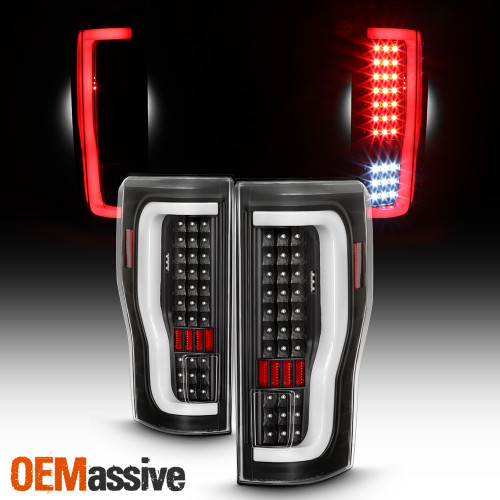 Fits 2017-2019 Ford F250/F350 Superduty Black Full LED DRL Tube Tail Lights Set