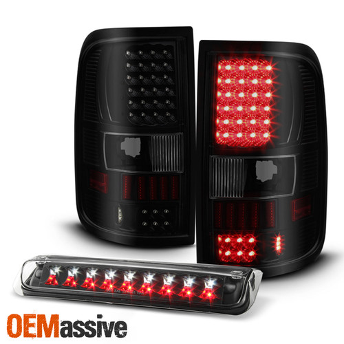 [LED Black Set]For 04-08 Ford F-150 LED Tail Lamps Smoke Len & 3rd Brake Light