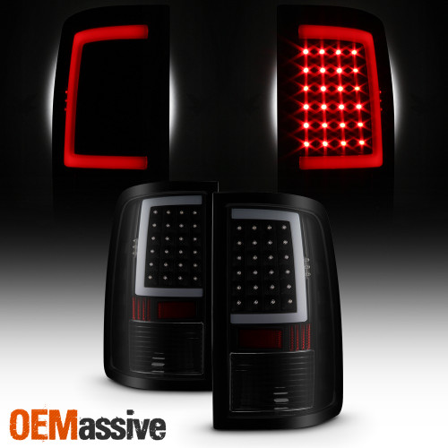 Fits 2013-2018 Dodge RAM Pickup Black Smoked Full LED DRL Tube Tail Lights Set