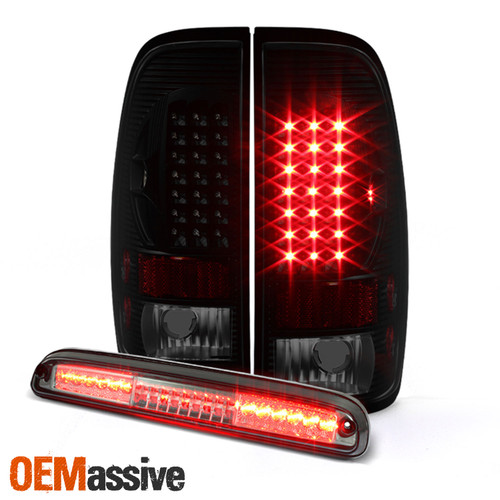 [LED Set]For 1999-2007 Ford F-250 350 450 550 Smoke Tail Lamps + 3rd Brake Light
