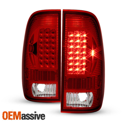 Fits 97-03 F150 F250 Pickup 99-07 Ford Superduty Red Clear LED Tail Lights Lamps