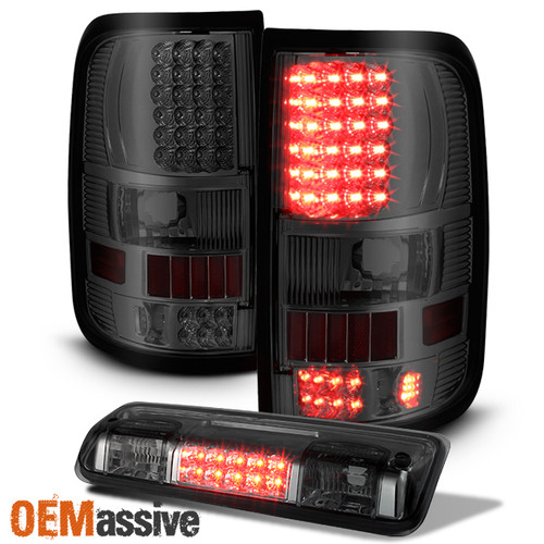 Fit 2004-2008 Ford F150 Pickup Smoked LED Tail Lights + 3Rd Brake Light Lamp