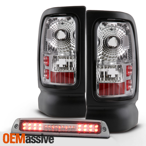 For 94-01 Dodge Ram OE Style Tail Lamps + LED 3rd Brake Light - Chrome Housing
