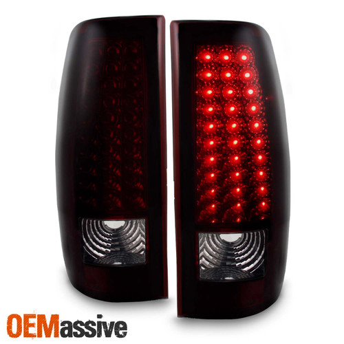 Fits 99-02 Silverado Sierra Pickup Red Smoke LED Tail Lights Lamps Left+Right