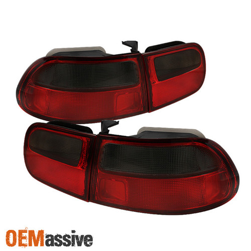 Fits 92-95 Honda Civic 3Dr Hatchback Ex Lx Eg6 JDM Red Smoke 4Pcs Tail Lights