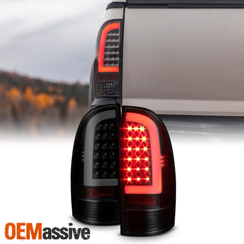Fits 05-15 Toyota Tacoma Pickup LED Tube Black Smoked Tail Lights Brake Lamps