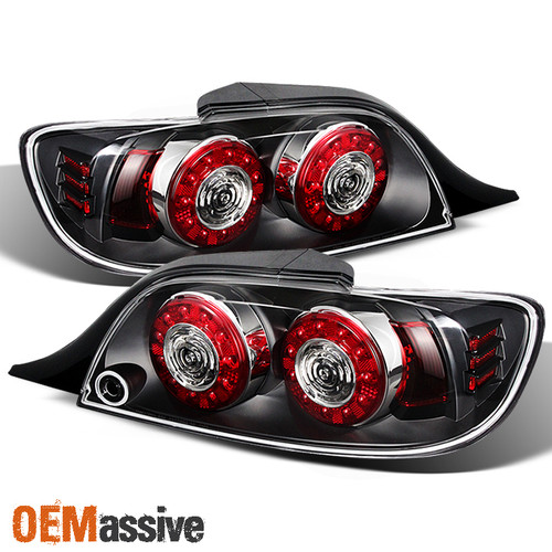 Fit Black 04-08 Mazda RX8 RX-8 JDM Dual Round LED Tail Light Rear Brake Lamp