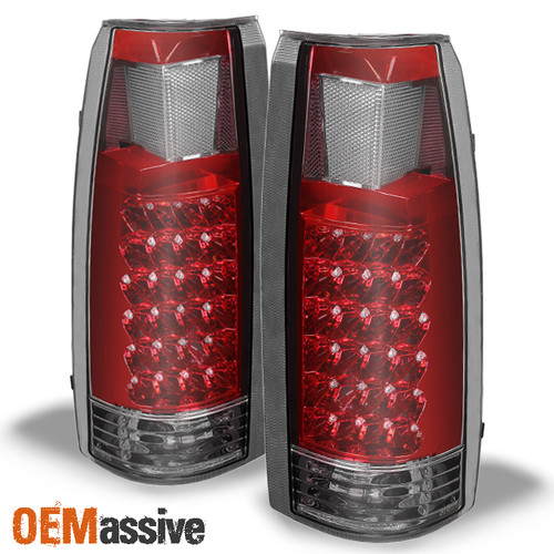 Fits 1988-1998 Chevy GMC C/K 1500 2500 3500 Red Clear LED Rear Tail Brake Lights