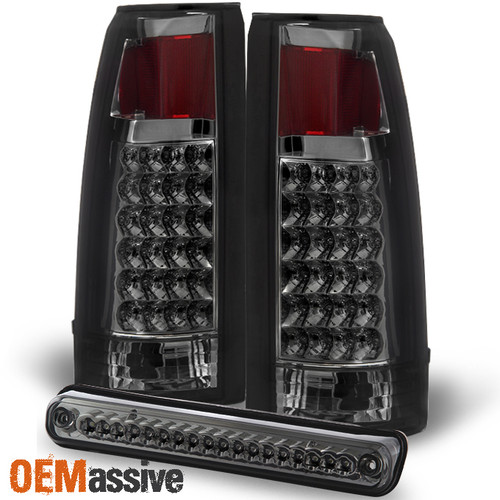 Fits 1988-1998 Chevy GMC C10 C/K LED Smoked Tail Lights+3rd Brake Cargo Lights