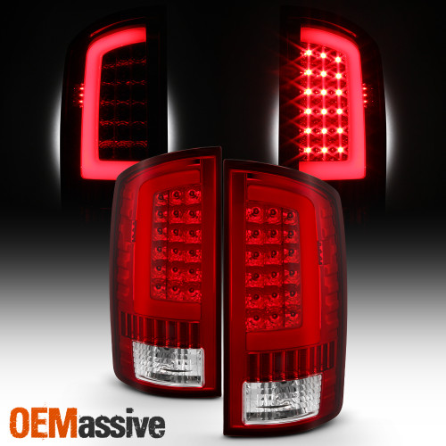 Fit 2002-2006 Dodge Ram 1500 2003-2006 2500/3500 LED Bar Tail Lights - Red Clear