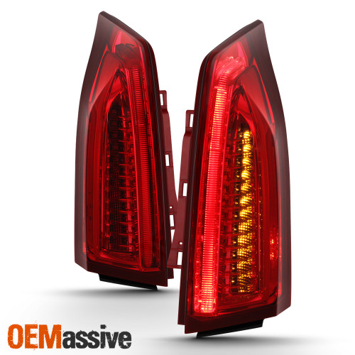 Fits 2013-2018 Cadillac ATS Driver+Passenger Side Red Full LED  DRL Tail Lights