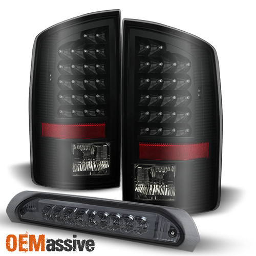 Fits 07-08 Dodge Ram 1500 07-09 2500/3500 Pickup Blk Smoked Rear LED Tail Lights