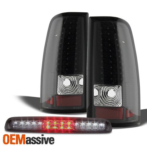 Fit 03-06 Silverado 04-06 Sierra LED Tail Lamps Housing +3rd Brake Light - Black