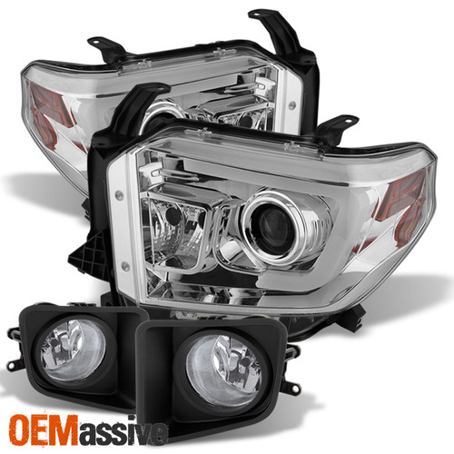 [Chrome Housing Set]For 14-21 Tundra LED DRL Projector Headlights + Fog Lights