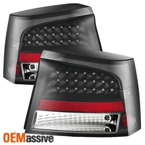 Fit 2009-2010 Dodger Charger Black LED Tail Lights Lamps Pair L+R Aftermarket