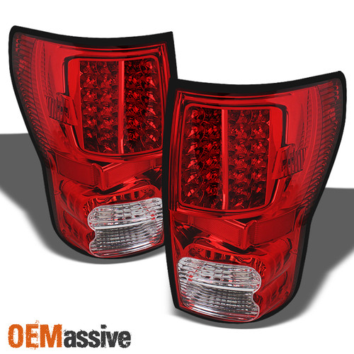 Fits 2007-2013 Tundra Red Clear LED Tail Lights Lamps LH+RH 2008 2009 2010 2011