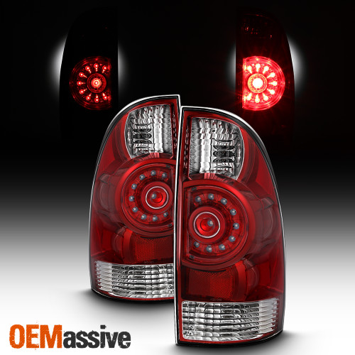 Fits 05-15 Toyota Tacoma Red Clear LED Tail Lights Rear Brake Lamps Replacement
