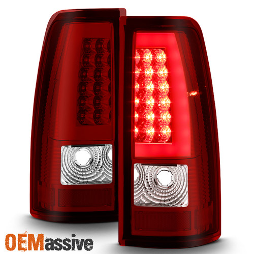 Fit 1999-2002 Chevy Silverado 1500 1999-2006 GMC Sierra Red LED Tube Tail Lights