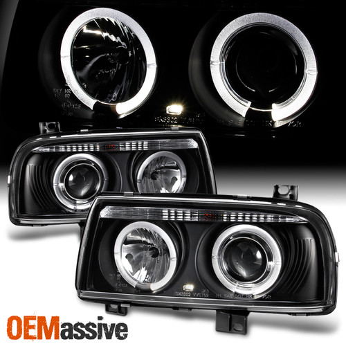 Fits 93-98 Jetta Mk3 Dual Halo Projector Headlights Lamps Lights Left+Right Pair