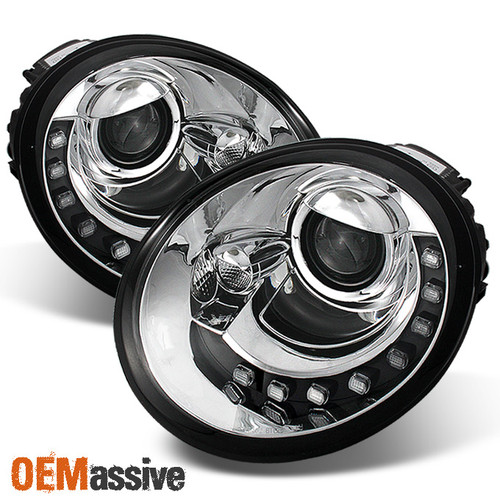 Fits 1998-2005 Volkswagen Beetle Coupe 2Dr DRL LED Projector Headlights Lamps