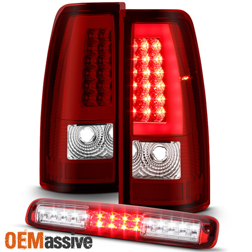 Fits 2003-2006 Chevy Silverado 1500 Red LED Tail Lights + LED 3rd Brake Light