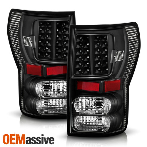 Fits 07-13 Toyota Tundra Pickup Truck Black LED Tail Lights Pair Replacement