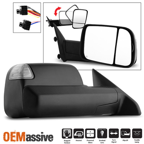 Fit 2009-2012 Dodge Ram Pickup Power Heated LED Signal Passenger Towing Mirror