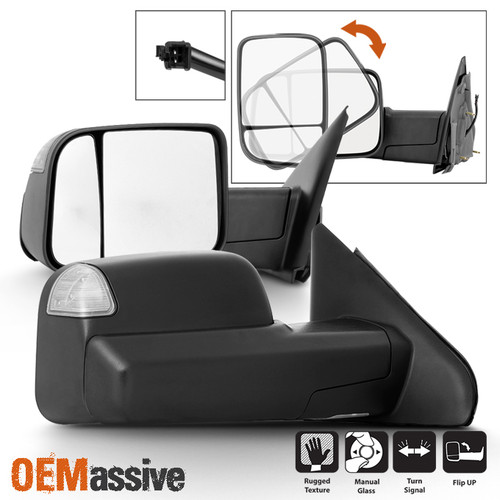 For 02-08 Dodge Ram 1500 /03-09 2500 3500 Manual [09 Style] Tow Mirrors w/Signal