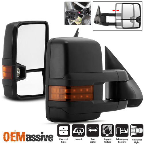 Fit 99-02 Silverado Suburban Sierra Power Heated LED Signal Side Towing Mirrors