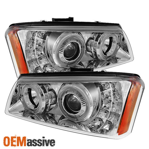 Fits 03-06 Silverado 03-06 Avalanche Twin Halo Projector DRL LED Headlights Lamp