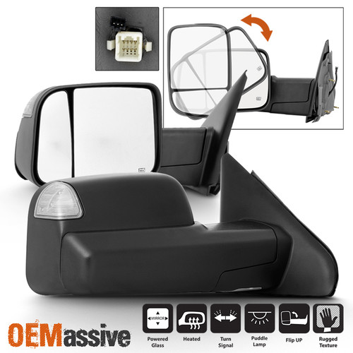 Fit 02-08 Dodge Ram 1500 /03-09 2500 3500 Power Heated [2009 Style] Tow Mirrors