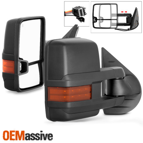 Fit 07-13 Silverado Suburban Sierra Power Heated LED Signal Side Towing Mirrors