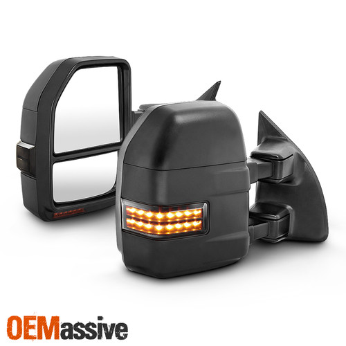Manual Towing Mirrors Pair For 99-07 F250/350/450 Superduty Red Smoke LED Signal