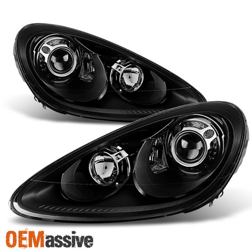 Fit 2011-2014 Porsche Cayenne [HID Model] Black LED Projector Headlights Lamps