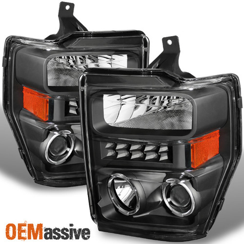 Fit 2008-2010 F250/350/450 Super Duty LED Halo Projector Headlights Left+Right