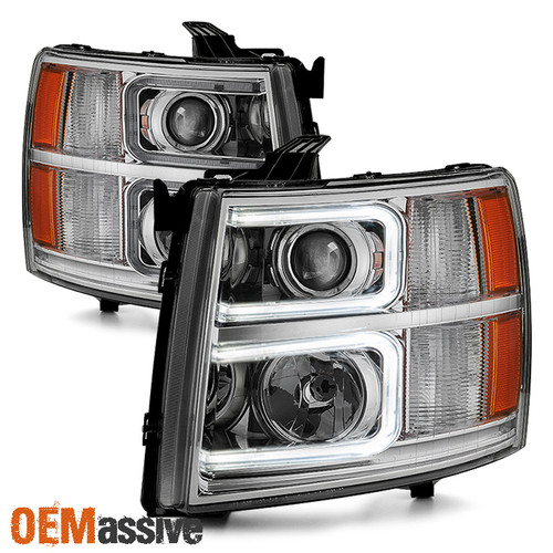 Fit 2007-13 Silverado 1500 | 2007-14 2500HD 3500HD LED Tube Projector Headlights