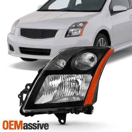 Fit 2007 2008 2009 Nissan Sentra 2.0L Models Driver Left Side Headlight- Black