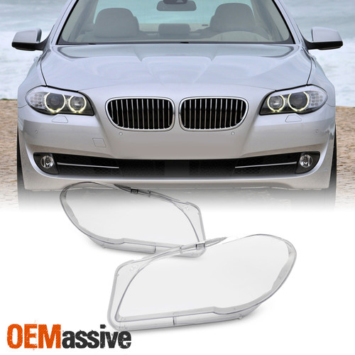 Fits 2011-2016 BMW 5-Series F10 528i 535i 550i Headlight Clear Lens Pair LH+RH