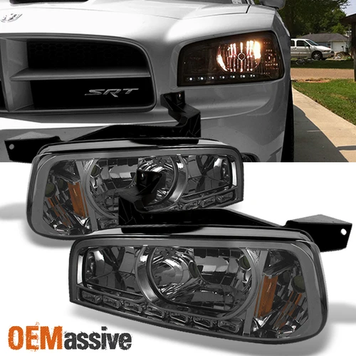 Fit 2006 2007 2008 2009 2010 Dodge Charger Smoke Replacement LED Headlights
