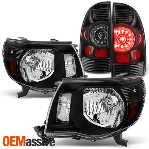 Fits 2005-2011 Toyota Tacoma [Black Out] Headlights+ LED Tail Lights Brake Lamp