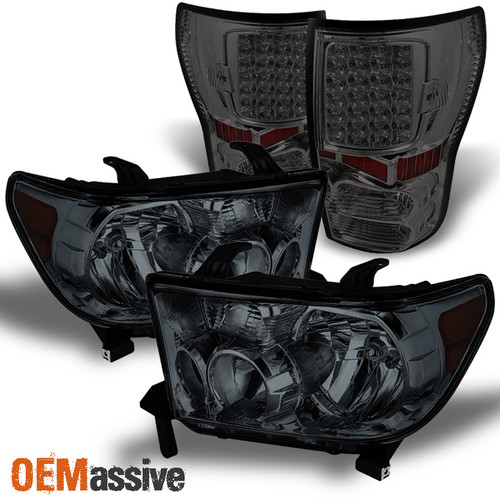 Fits 2007-2013 Tundra Smoked Headlights +LED Tail Lights set 2008 2009 10 11 12