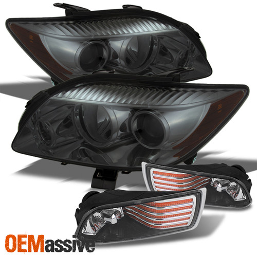 Fits 08-10 TC Smoke Smoked Projector Headlights +Amber Strip Fog Lights w/Switch